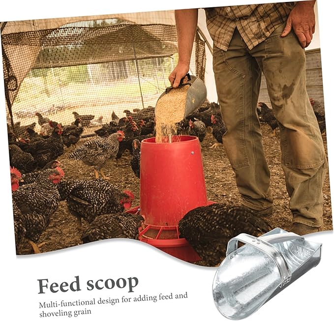 DECHOUS Heavy Duty Stainless Steel Livestock Feed Scoop Handle Farm Food Shovel for Poultry and Livestock Feeding Thicken Garden Shovel Tool for Animal Feed