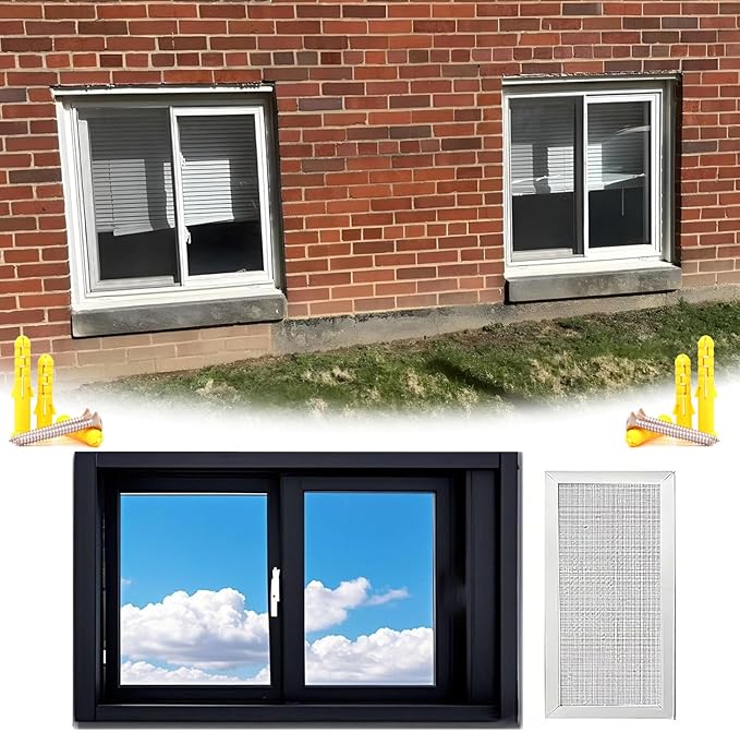 40x25in 36x16in 20x12in Window for Houses, Basement Replacement Windows Aluminum Sliding Window White/Black for Bathroom/Shed/Chicken Coop(Black,22x17in)