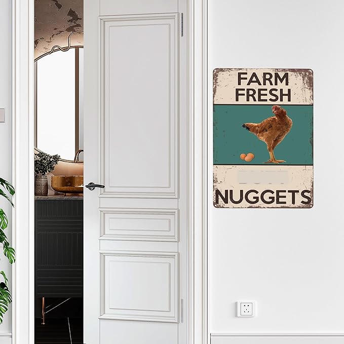 HIDEGRASS Vintage Metal Signs Chicken Coop Signs for Farm Yard Decor, Farm Tin Signs for Decor 8 X 12 Inch