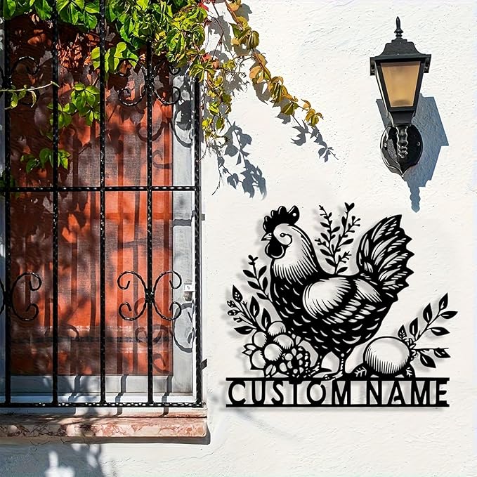 Custom Chicken Coop Metal Sign, Personalized Chicken Coop Sign for Outside, Custom Metal Hen House Farm Signs, Chickens Hen House Farmhouse Wall Art Decor