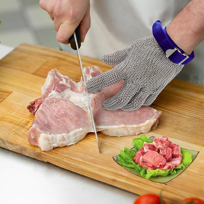 Metal Mesh Gloves - Stainless Steel Mesh Chain Cutting Gloves for Meat and Food Processing