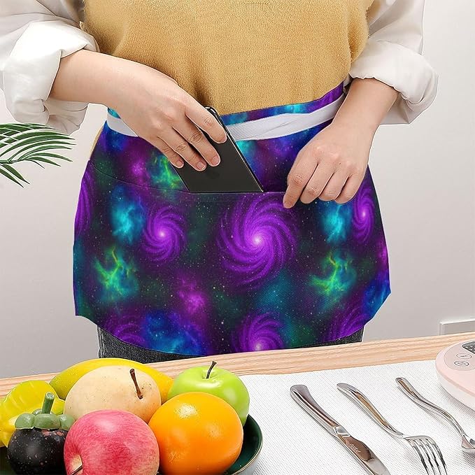 Half Apron with 3 Pockets Chef Cooking Kitchen Restaurant Aprons for Women Men
