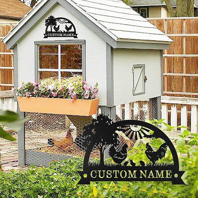 Custom Chicken Coop Signs, Personalized Chicken Coop Signs, Custom Metal Farm Sign for Outdoor, Chick Hen House Sign Funny Farmhouse Outside Wall Decor Gift