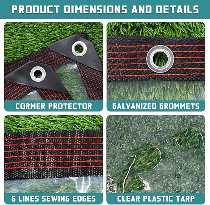 Clear Tarps with Grommets - 7X10 Plastic Tarp Heavy Duty Waterproof Clear Vinyl Patio Enclosure Plastic, Tarpaulin for Greenhouse Outside Porch Chicken Coop Gazebo Plant Garden