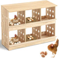 Nesting Boxes for Chickens 6 Compartments Chicken Nesting Boxes with Perches Wall Mount Wooden Ventilated Egg Laying Box Easy to Assemble for Hens, Ducks, Chicken Coop