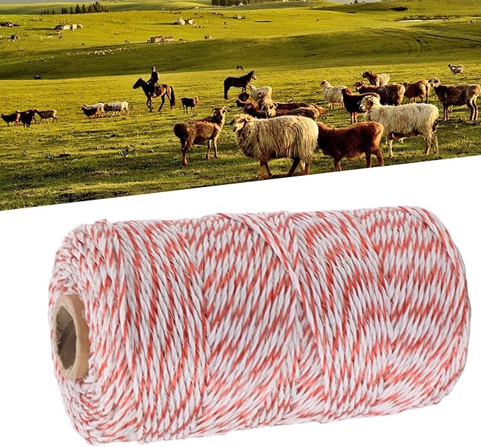 Topyond Strong Conductivity Stainless Steel Electric Fence Polywire Rope,Easy to Install,Movable Goat Fence,Chicken Wire,for Temporary Fencing,Ensure The Safety of Livestock
