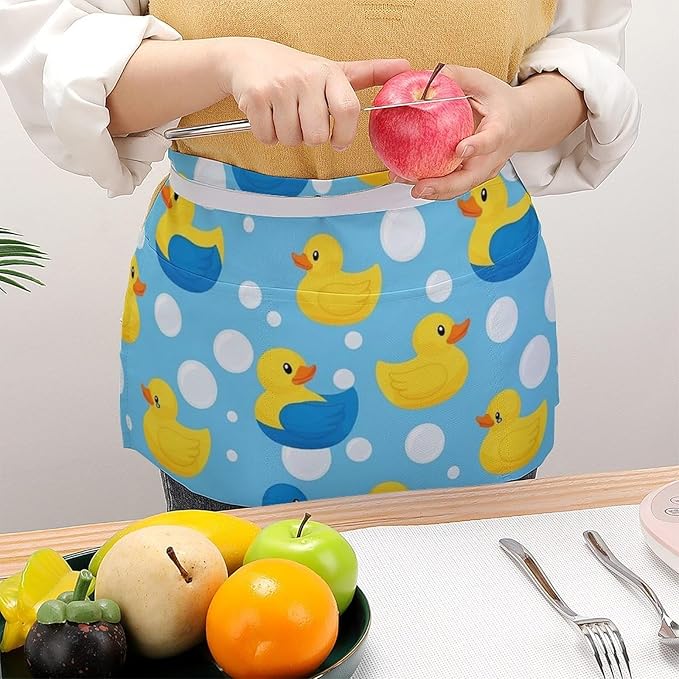 Server Apron with 3 Pockets Waist Waiter Waitress Half Apron Short Aprons