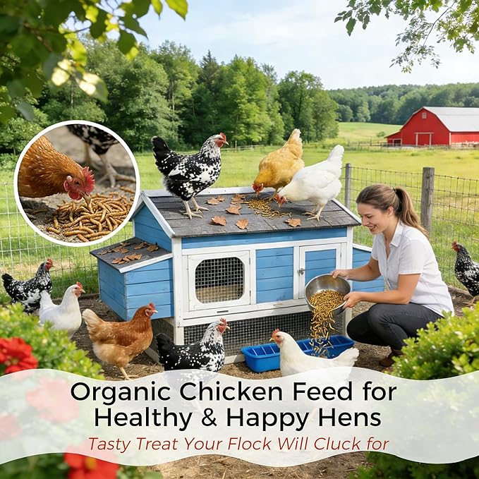 RANZ 10LBS Non-GMO Dried Mealworms for Chickens, High Protein Meal Worms, Premium Chicken Feed, Perfect Bird Food and Chicken Treats, Whole Large Mealworms for Wild Birds, Ducks, Fish