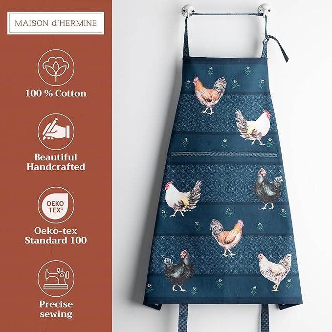 Maison d' Hermine 100% Cotton Apron for women with Pocket Kitchen Chef Apron for Men Cooking Easter Decorations