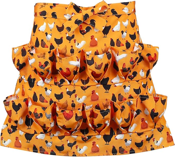 Egg Collecting Apron, 12 Pouches Chicken Egg Apron, Farmhouse Aprons for Chicken, Duck, Goose, Poultry Collection