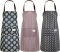 SATINIOR 3 Pieces Waterproof Bib Apron with 2 Pockets Adjustable Cooking Kitchen Apron for Women Men Chef BBQ Baking Cleaning