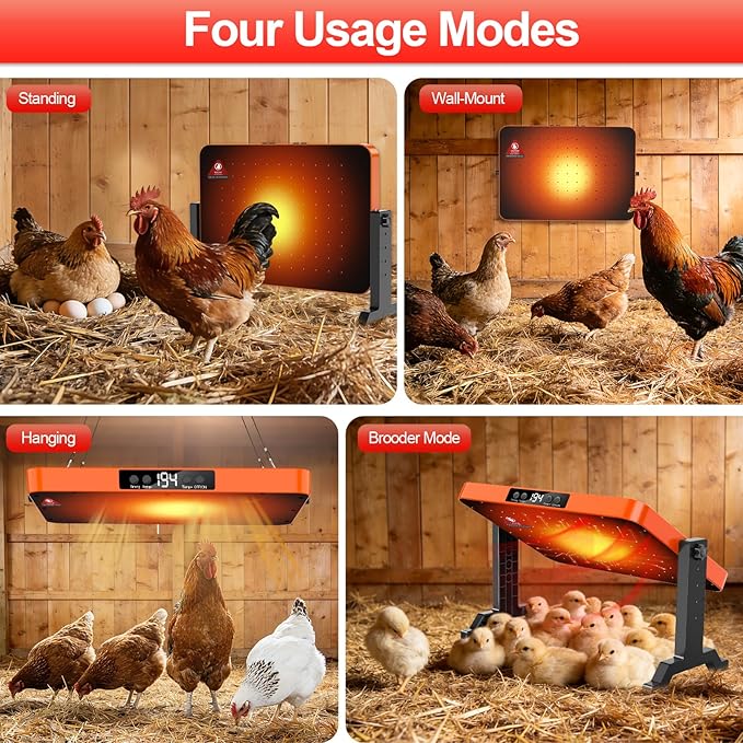 Chick Brooder Heater,200W Chick Heat Brooder Plate with Adjustable Height & Angle,Safe Radiant Heating Plate with Temp (86~194℉)&12H Timer,Brooding Plate Chicken Coop Heater for Chicks,Quail,Ducklings