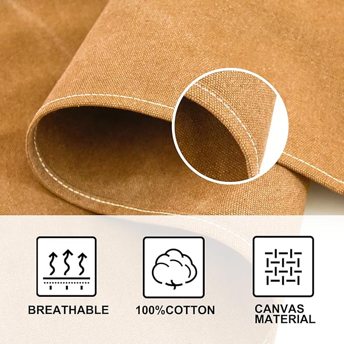 Chef Apron for Men Women Canvas Aprons with 3 Pockets Cross Back Resistant Work Apron for Cooking