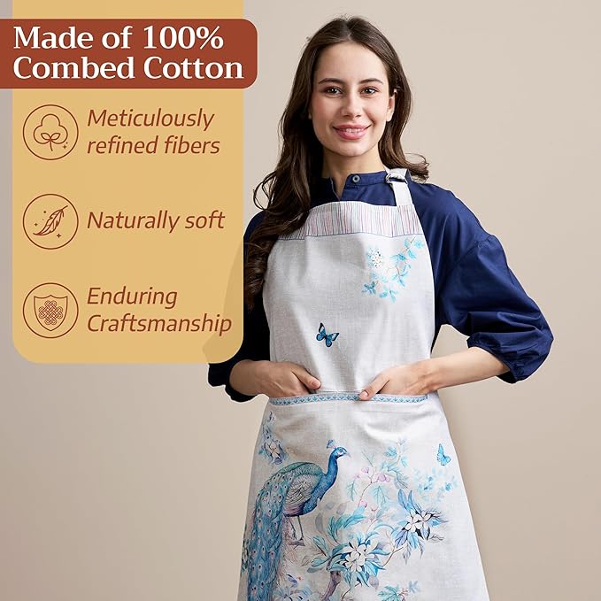 Maison d' Hermine 100% Cotton Apron for women with Pocket Kitchen Chef Apron for Men Cooking Easter Decorations