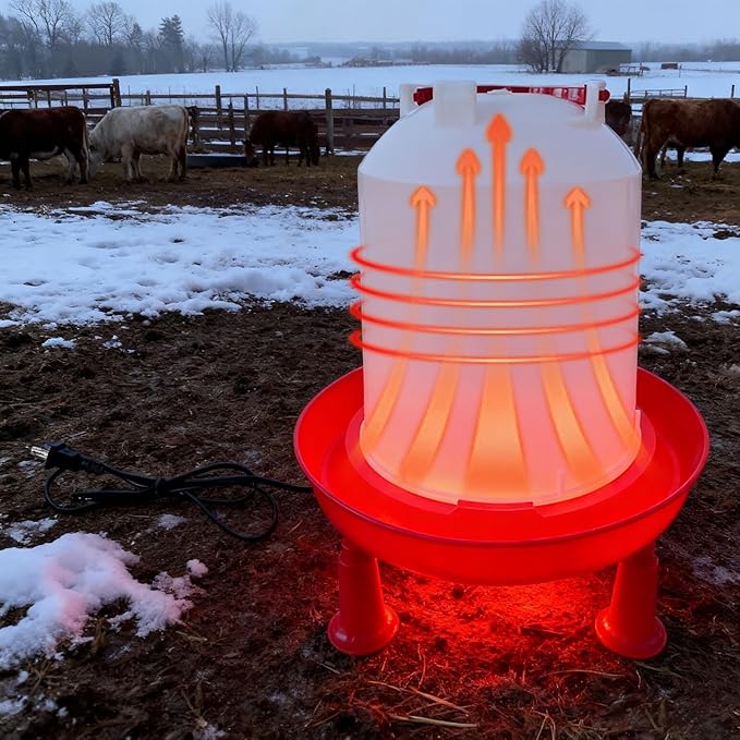Heated Chicken Waterer, Integrated Temperature Chicken Water Heater with Handle for Chicken Coop, Poultry Water Dispenser for Winter (3, Liters)