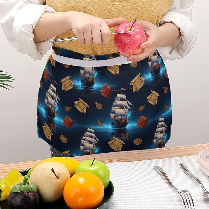 Unisex Half Waiter Waist Short Apron Waterproof Chef Works Waitress Aprons