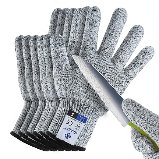 Cut Resistant Gloves,3 Pairs Food Grade Level 5 Protection, Safety Kitchen Cut Gloves for Oyster Shucking, Fish Fillet Processing, Mandolin Slicing, Meat Cutting and Wood Carving(Gray-Medium)