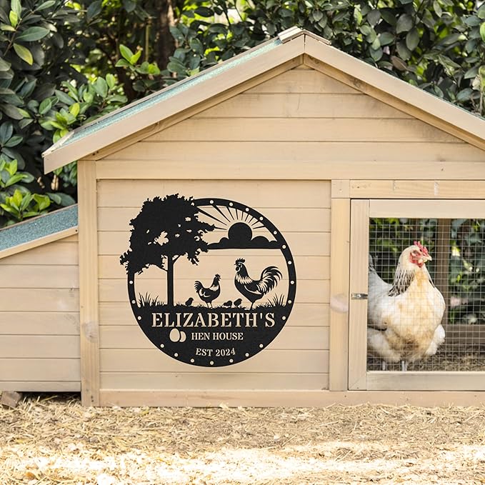 Personalized Chicken Coop Metal Sign, Rustic Farmhouse Wall Decor, Custom Hen House Sign, Handmade Gift for Chicken Lovers