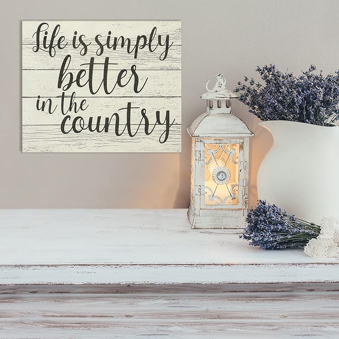 JennyGems Life Is Simply Better in the Country Wooden Sign, Farmhouse Decor, Barn Decorations Wall Hanging, Made in USA