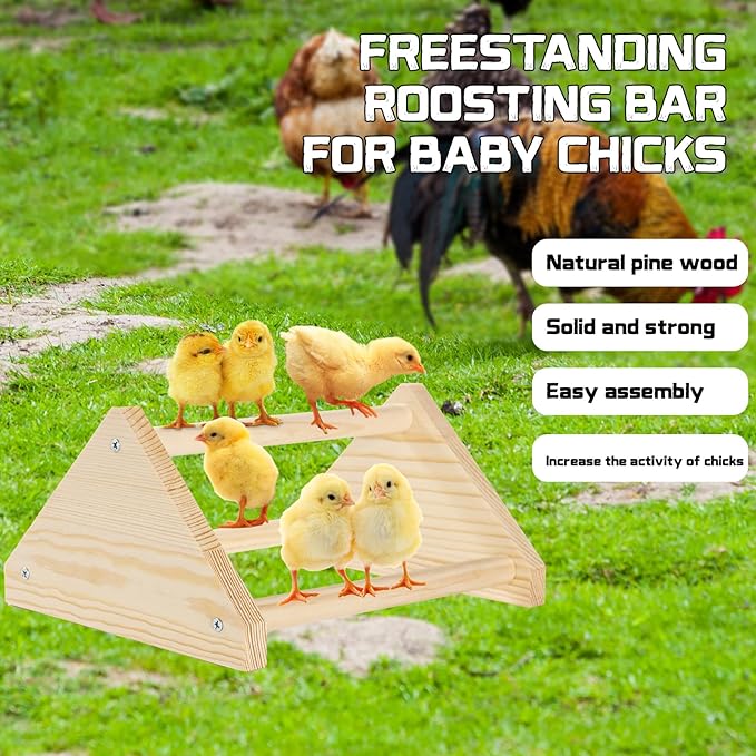 Chicken Perch for Coop - Roosting Bars for Chickens - Chick Brooder Perch & Enrichment Toys for Hens - Safe Wooden Adjustable Roosting Perch for Baby Chicks and Adult Chickens Accessories(Shape-4)