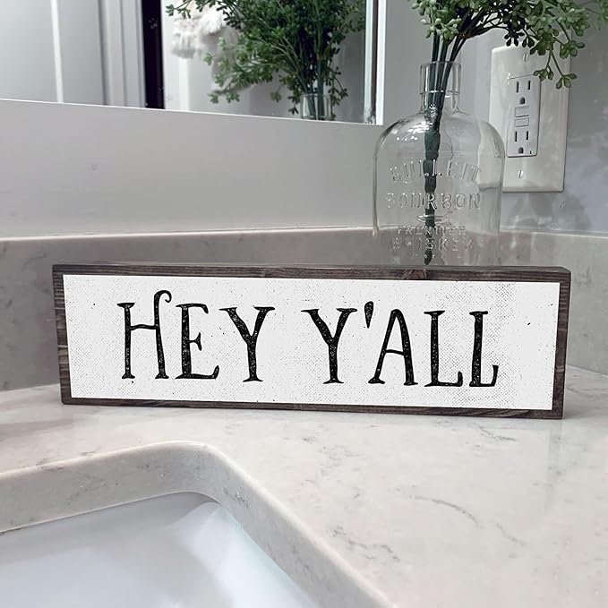 Wood & Metal Southern Sign – Weatherproof Indoor Outdoor Wall Decor – Rustic Charm with "Hey Y’all" – Gift-Wrapped & Ready to Give
