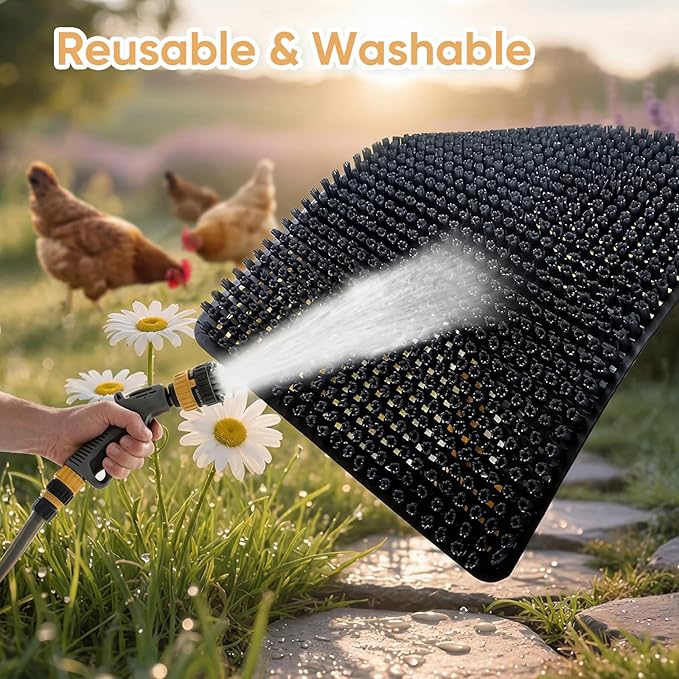 10 Pcs Chicken Nesting Pads Washable 13.8 * 11.6 Nesting Box Pads for Chickens Coop Artificial Grass Rug Accessories Plastic Grass Mat for Chicken Coop Accessories (Black)