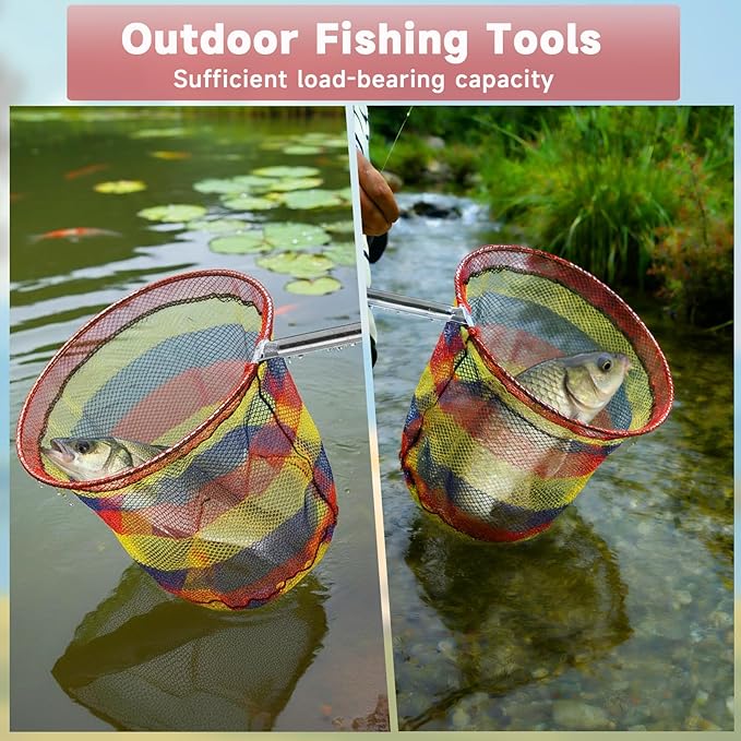 2 Sets Chicken Catching Net with 2 Poles 2 Nets Extra Durable Fishing Net for Adult Poultry Catcher Net Thickened Adjustable Stainless Steel Catching Poles Sets for Chick Goose Ducks Fish Birds