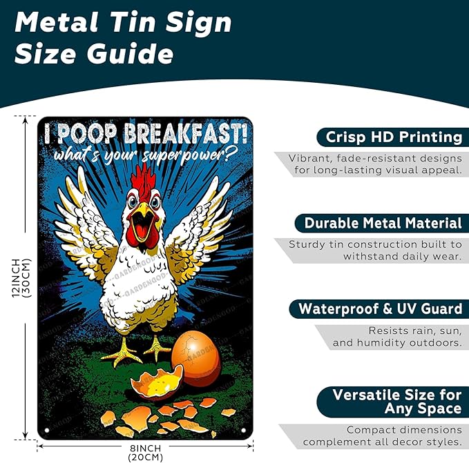 Funny Chicken Decorations For Kitchen Chicken Tin Sign Chicken Gifts 12x8 Inch