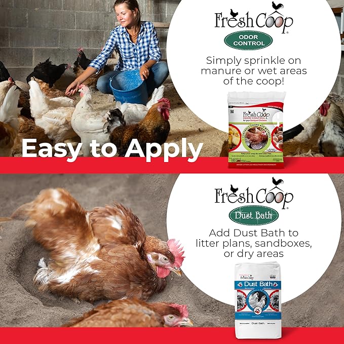 Progressive Planet Fresh Coop 20lb Odor Control + 20lb Dust Bath Bundle - Natural Coop Care for a Fresher Flock - Ammonia Neutralizer & Feather Conditioning Dust Bath - OMRI Listed, Safe for Poultry