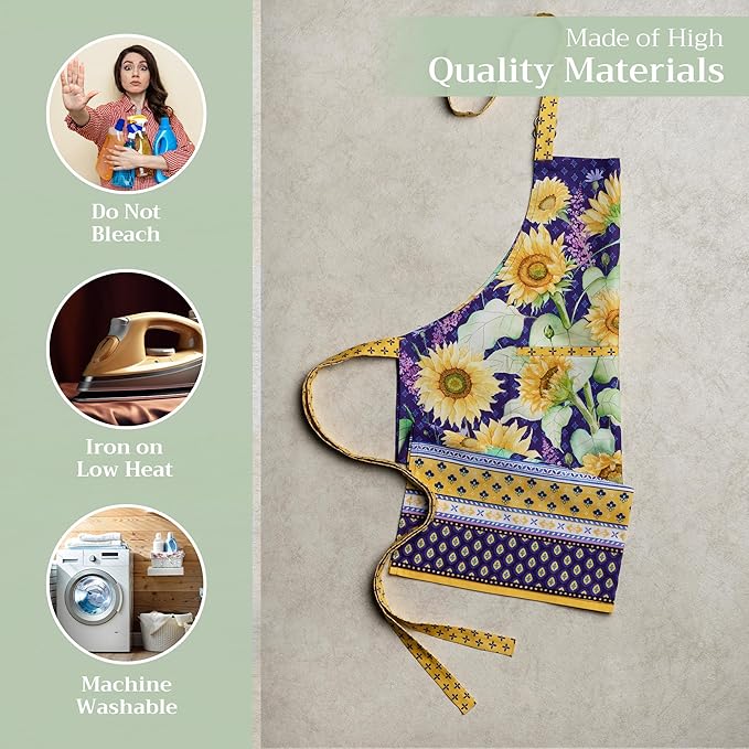 Maison d' Hermine 100% Cotton Apron for women with Pocket Kitchen Chef Apron for Men Cooking Easter Decorations