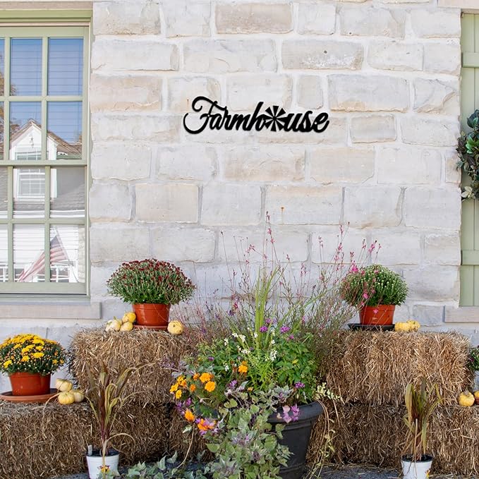 Metal Farmhouse Signs with Windmill, Rustic Farmhouse Letters Sign Wall Art for Living Room Kitchen Entryway Dining Room Bedroom 4.1x16 inches