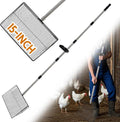 ‌15" Extra Large Chicken Coop Scooper – Heavy Duty Stainless Steel Adjustable Handle (24"-76") Chicken Poop Rake, 5 in 1 Dual-Use Sifting Shovel for Chicken Poop & Litter Cleaning Tool