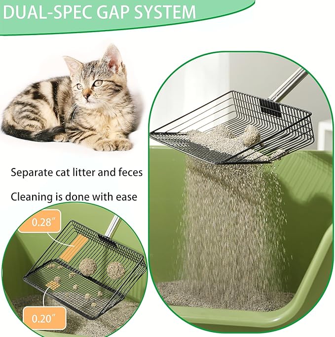 Chicken Poop Scooper - 54" Long Handle Chicken Coop Cleaner, 10" Wide Metal Waste Scooper for Poultry Waste