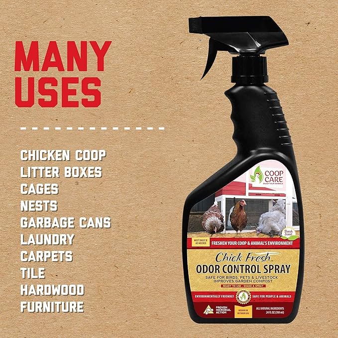 FlexTran Chick Fresh Odor Eliminator for Backyard Chickens. Makes 1 Gallon of Solution Eliminates Coop, Brooder Odor, Etc. Concentrate w/ 128 oz Empty Sprayer