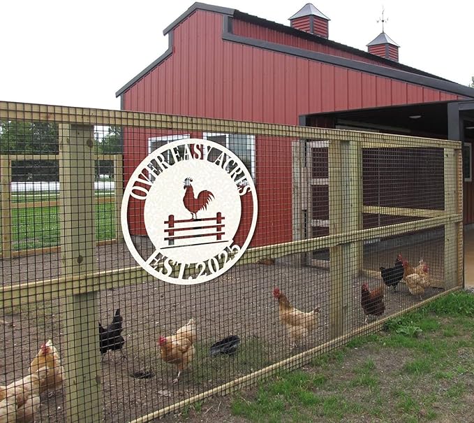 Personalized Chicken Coop Signs, Outdoor Chicken Coop Decor, Vintage Farmhouse Wall Decor, Custom Metal Name Sign for Farm Yard Garden Home, Gifts for Chicken Lovers Color01