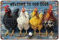 Chicken Coop Sign Welcome to Our Coop Vintage Metal Tin Sign for Chicken Accessories Indoor Outdoor Decor 12x8 Inch