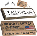 Wood & Metal Southern Sign – Weatherproof Indoor Outdoor Wall Decor – Rustic Charm with "Y’all Come Eat" – Gift-Wrapped & Ready to Give