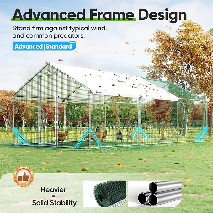 Quictent Advanced Series 18x9 ft Metal Chicken Coop Run with Side Hardware Cloth, Large Walk-in Outdoor Poultry Cage Heavy Duty Predator Proof Hen Duck Rabbit Farm Pen House, Waterproof Anti-UV Cover