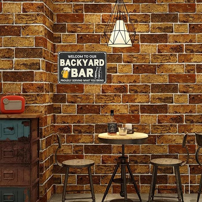 Vintage Metal Sign Welcome To Our Backyard Bar Proudly Serving What You Bring Tin Sign Funny Walll Decor for Bar Kitchen Pubs Cafe Home Garage 12×8 Inch
