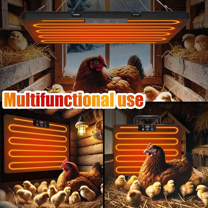 Chicken Coop Heater Radiant Heat Panel,Heat Warmer for Chicken Coop,Chicken Heater with Control Timing Function & Adjustable Temp for Chicken Kitten Pet Animal
