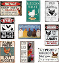 Funny Chicken Coop Signs Outdoor Decor - Personalized Metal Farm Signs for Outdoors, Vintage Chickens Tin Sign 8x12 Inches (9-Pack) - Chicken Gifts for Chicken Lovers, Farmhouse Yard Fence & Garden Wall Decor