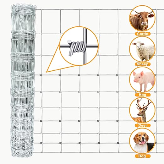 5ft x 164ft Field Fence – Heavy-Duty Galvanized Steel Livestock Fencing for Cattle, Goats, Sheep, Horses, Deer, and Hogs – Durable Farm & Ranch Animal Barrier