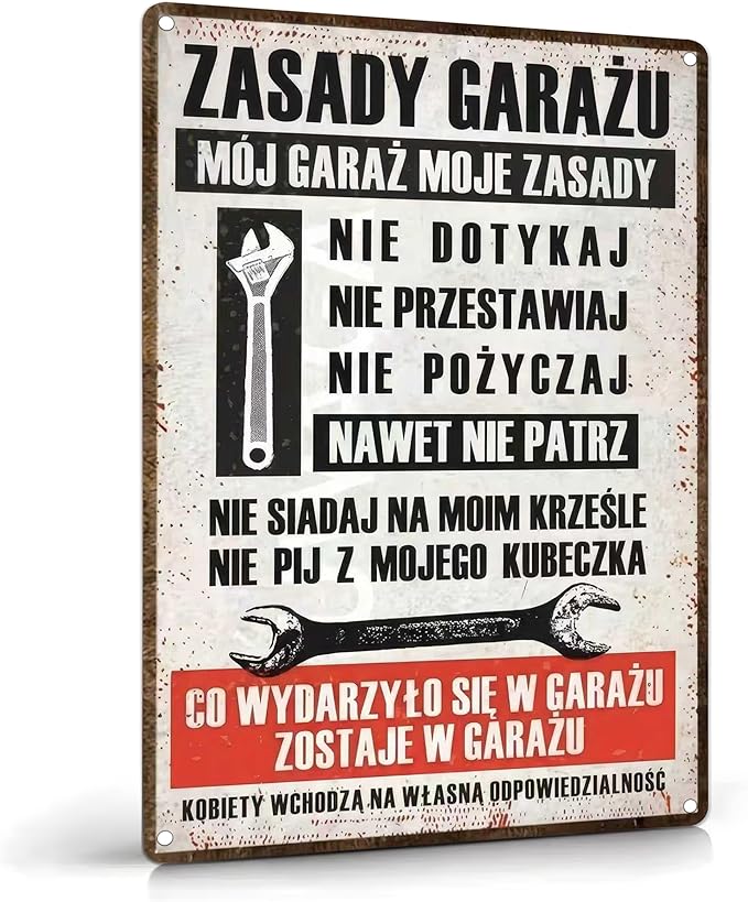Funny Garage Metal Sign Rustic Farmhouse Wrench Tools Shop Accessories Tin Signs Vintage Man Cave Decor Car Mechanic Poster Aluminum Wall art for Workshop Garage 8x12 Inch