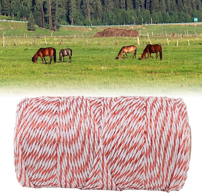 Topyond Strong Conductivity Stainless Steel Electric Fence Polywire Rope,Easy to Install,Movable Goat Fence,Chicken Wire,for Temporary Fencing,Ensure The Safety of Livestock