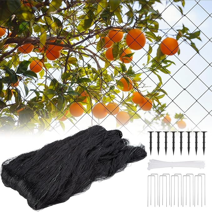SPORTYOUTH Bird Netting for Garden, 50x50 ft 3/4" Square Mesh Heavy Duty Nylon Chicken Coop Poultry Hawk Aviary Netting for Blueberry Bushes Fruit Trees Vegetable Against Birds Deer Squirrels