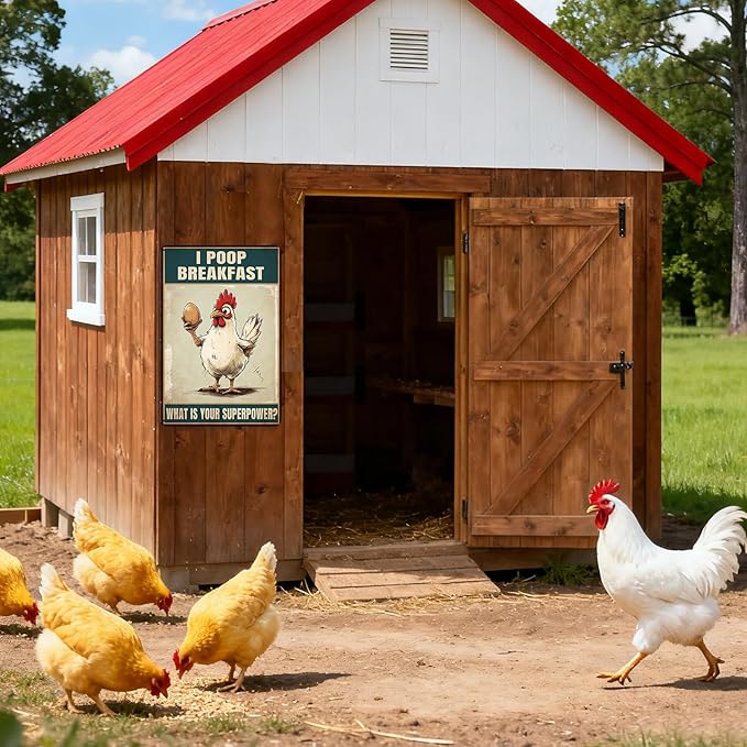 Funny Chicken Coop Sign Chicken Kitchen Decor Farmhouse Home Decor Outdoor Yard Metal Sign For Home Garden 8×12 Tin Sign