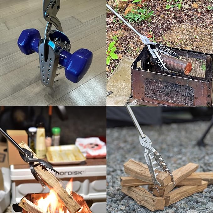 FTH Premium Stainless Steel Grabber Reacher Pickup Tool Heavy Duty Trash Picker Log BBQ Fireplace pits Snake Tongs (41 inch)