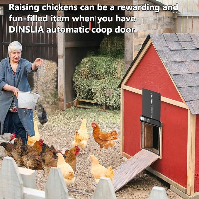 Automatic Chicken Coop Door - Thickening Aluminum Automatic Chicken Coop Door Battery Powered with Timer LCD Screen - Waterproof Chicken Coop Door Chicken Coop Accessories