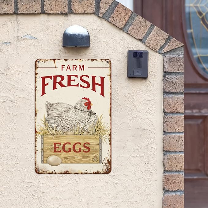 Chicken Signs - Coop Funny Outdoor Chicken Decor Bundle 4 Pieces Chicken Farmhouse Wall Decor Garage Retro Home Bar Table For Bar Sign 8X12 Inch