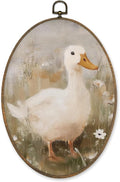 LKETW Vintage Farmhouse Duck Oval Wall Art Decor, Cottagecore Duck Wildflower Oval Canvas Hanging Decor, Rustic Farm Animal Wall Decorations for Home Bedroom Living Room, 8.6x11.4 Inch